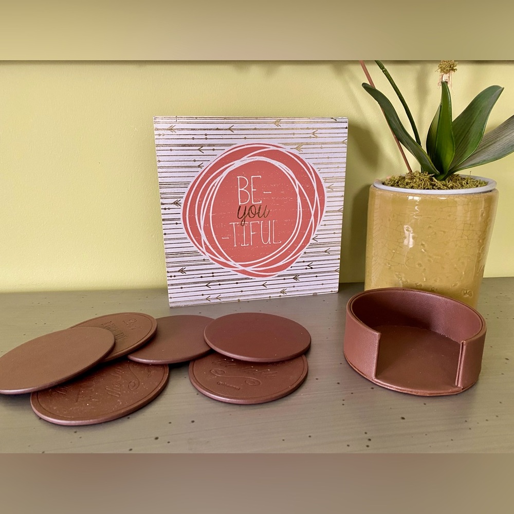 Decorative Coaster Set with Holder